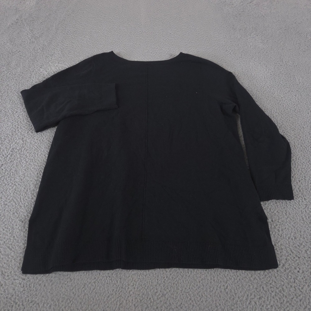 J.Jill Sweater Women XL Black Cotton‎ Blend Round Neck Center Seam Knit Tunic